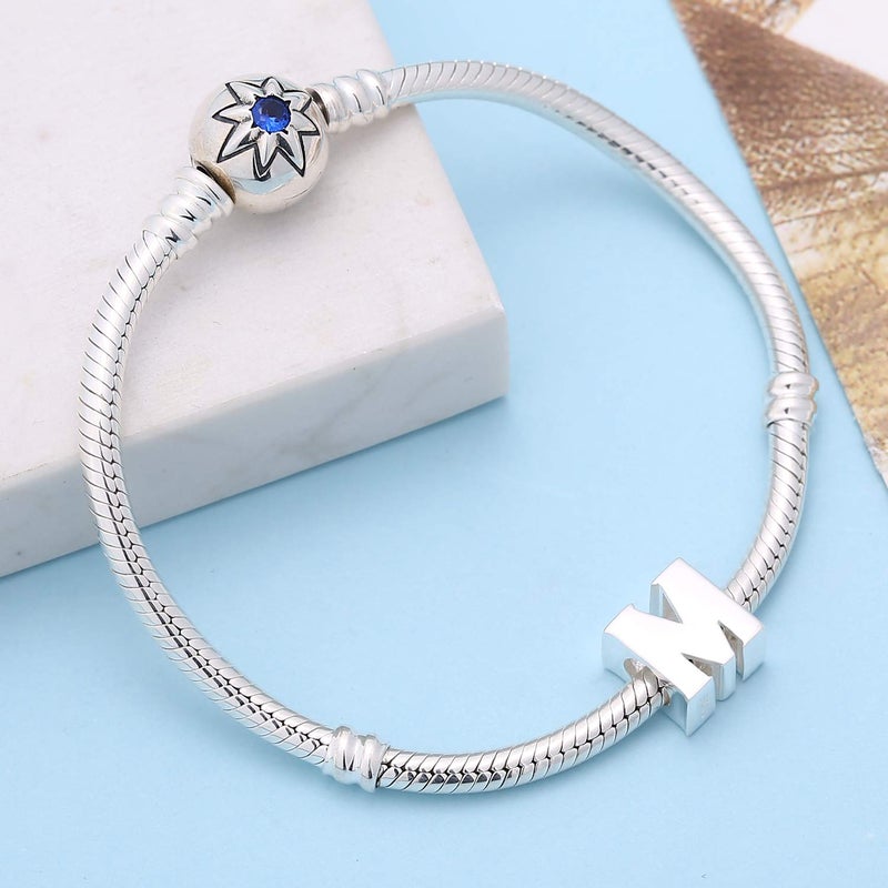 SOUKISS 925 Sterling Silver Initial A-z Charms fit Pandora Charms Bracelet Alphabet Letter Beads for Women Wife Mom Christmas Mother's day Valentine's Day gift(M) - Image 4